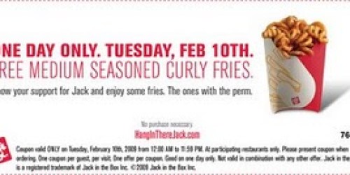 FREE Medium Curly Fries at Jack In The Box!