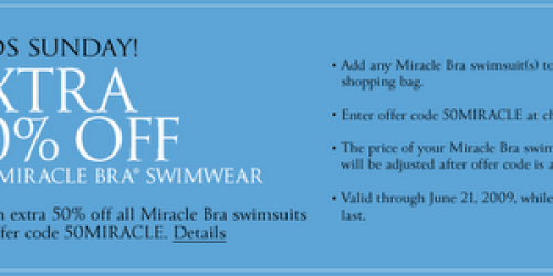 Victoria's Secret: 50% off all Miracle Bra Swimwear + Additional $10 off Coupon!