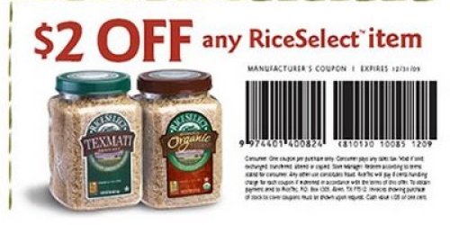 Printable Coupon: Save $2 on ANY RiceSelect!