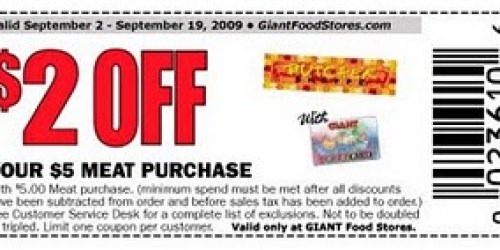 Giant Food: Save $2 on ANY $5 Meat Purchase + More!