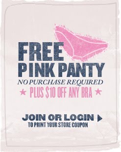 Victoria's Secret: FREE Pink Panty + $10 off a Bra!