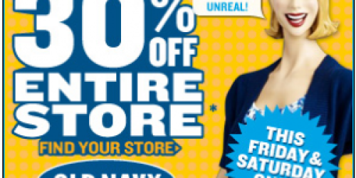 Old Navy: Additional 30% off Entire Store Sale (1/29-1/30)!