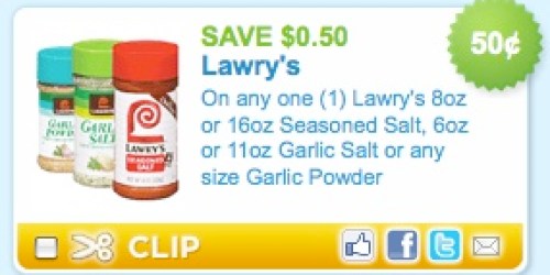 Rare $0.50/1 Lawry's Seasoned Salt/Garlic Coupon!