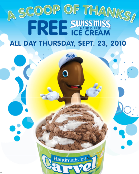 Carvel FREE Swiss Miss Ice Cream 9 23 Hip2Save