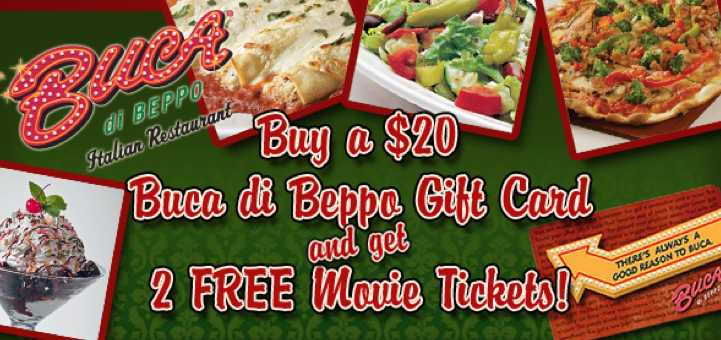 City Deals HOT Buca Di Beppo 20 Gift Card AND 2 Movie Tickets Only   Picture 472 