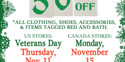 Value Village: Additional 50% Off (11/11 Only)