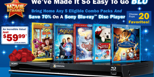 Buy 5 Disney Blu-Ray Combo Packs = Sony Blu-Ray Player For $59.99 ($199 Value!)