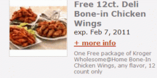Ralphs (& Kroger Affiliates): Free Chicken Wing Meal
