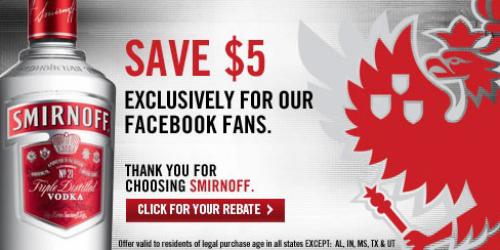 $5 Smirnoff Vodka Rebate (Facebook)