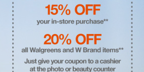 Walgreens: Rare 15% off In-Store Purchase Coupon