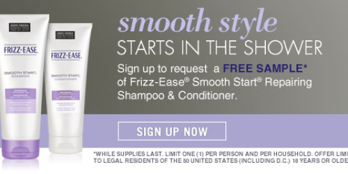 FREE John Frieda Frizz-Ease Smooth Start Repairing shampoo & conditioner Sample