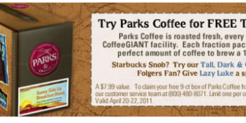 FREE 9 Count Box of Parks Coffee ($7.99 Value!)