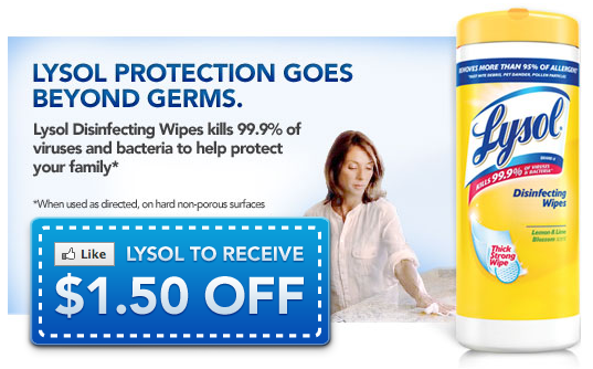 *HOT!* $1.50/1 Lysol Wipes Coupon = $0.39 at Target or FREE at Rite Aid