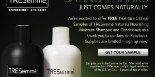FREE TRESemme Shampoo and Conditioner Samples