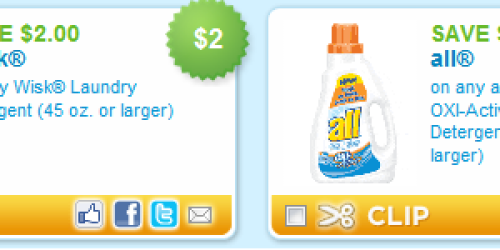 Coupons.com: New $2/1 Wisk and $1/1 All Laundry