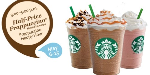 Starbucks: Half-Price Frappuccinos 3-5 PM (5/6-5/15)