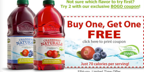 *HOT!* Buy 1 Get 1 FREE Old Orchard Cranberry Naturals Juice Coupon