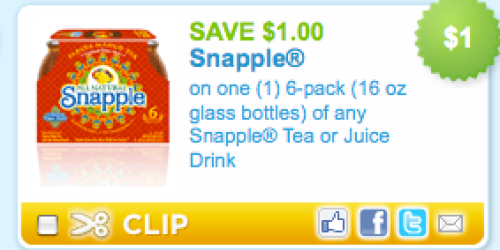 $1/1 Snapple Tea 6 pk Coupon (Available Again!)
