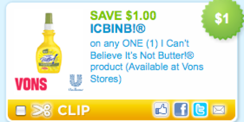 Coupons.com: $1/1 I Can't Believe It's Not Butter