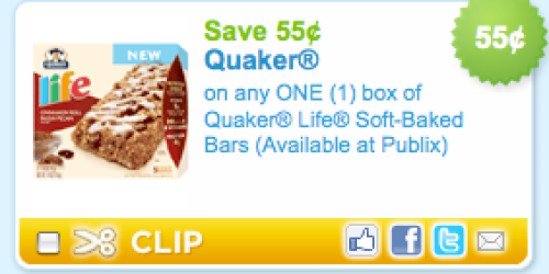 New $0.55/1 Quaker Soft-Baked Bars Coupon + More