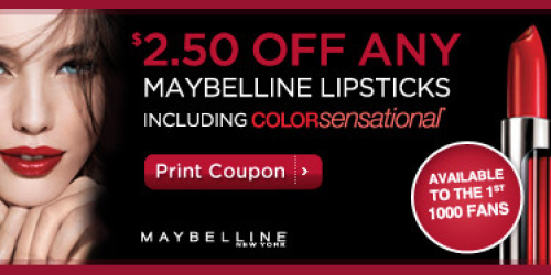 Rite Aid: *HOT!* $2.50/1 Maybelline Lipsticks Coupon (Facebook – 1st 1,000!)