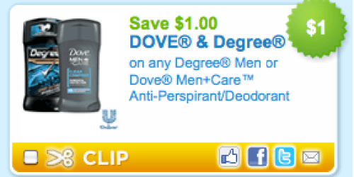 New $1/1 Dove or Degree Deodorant Coupon = FREE Travel Size Deodorant (+ More New Coupons!)
