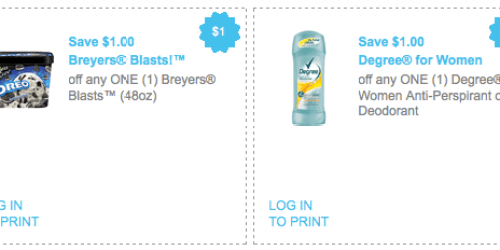 New Unilever Coupons = FREE Travel Size Degree Deodorants + Cheap Breyers Blasts Ice Cream