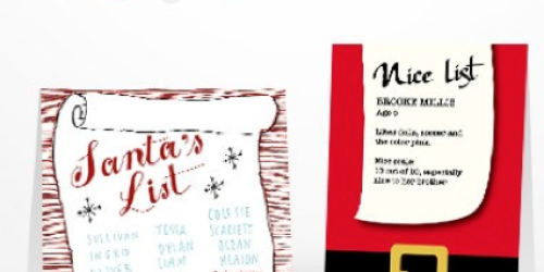 FREE Personalized Santa Card from Tiny Prints