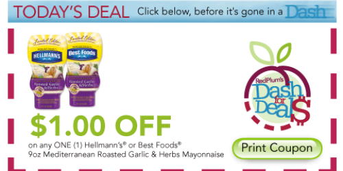High Value $1/1 Hellmann's Or Best Foods Mediterranean Mayonnaise Coupon