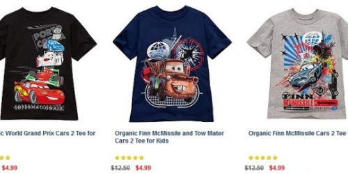 Disney Store: FREE Shipping (No Minimum!) = Organic Cars 2 Tees Only $4.99 Shipped + More