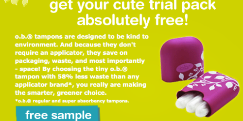 FREE o.b. Tampons Trial Pack Sample