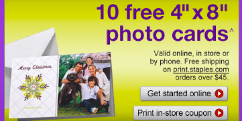Staples: 10 FREE Photo Cards (Online or In-Store)