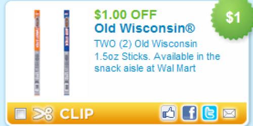 NEW $1/2 Old Wisconsin Snack Sticks Coupon = $0.75 each at Walmart