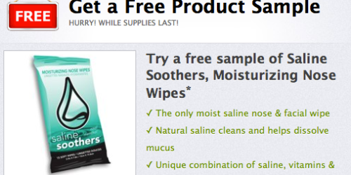 FREE Saline Soothers Nose Wipes Sample