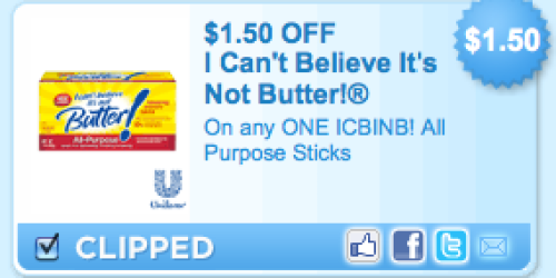 High Value $1.50/1 I Can't Believe It's Not Butter! Coupon + Walmart Deal