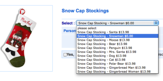 Walmart.com: FREE Personalized Snowman Stocking (With FREE Store Pick-Up!)