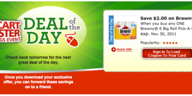 Cart Buster Savings Event for Kroger & Affiliates: $2/1 Brawny Paper Towels (6 pk) Coupon
