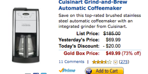 Amazon: Cuisinart Grind-and-Brew Automatic Coffeemaker only $49.99 Shipped (73% Off!)
