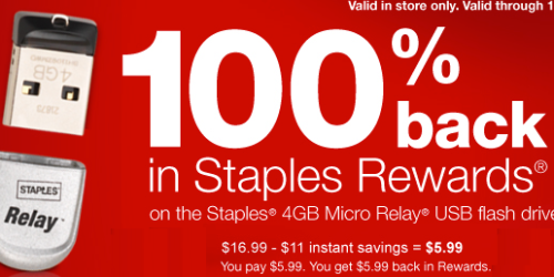 Staples: Free Staples 4GB Flash Drive and Free Duracell Batteries (After Rewards)