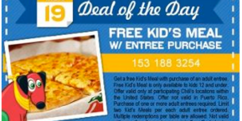 Chili’s Grill & Bar: Kids Eat Free TODAY Only