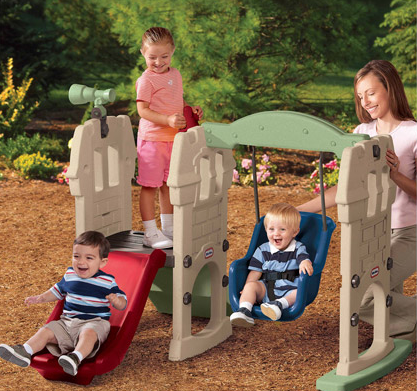 Little tikes castle slide online and swing