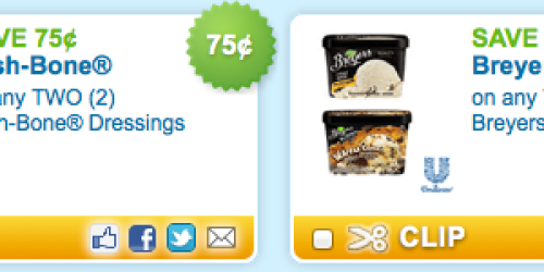 New $0.75/2 Wish-Bone Dressing and $1.50/2 Breyers Coupons + More