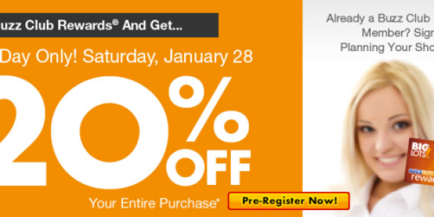 Big Lots: 20% off Your Entire Purchase (1/28 Only)