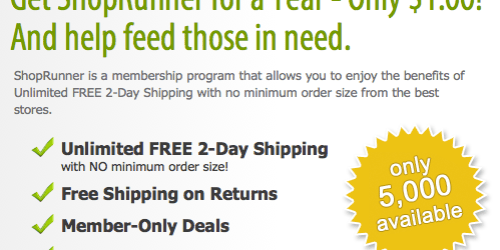 *HOT!* 1 Year ShopRunner Membership Only $1 ($79 Value!) = FREE 2-Day Shipping & More