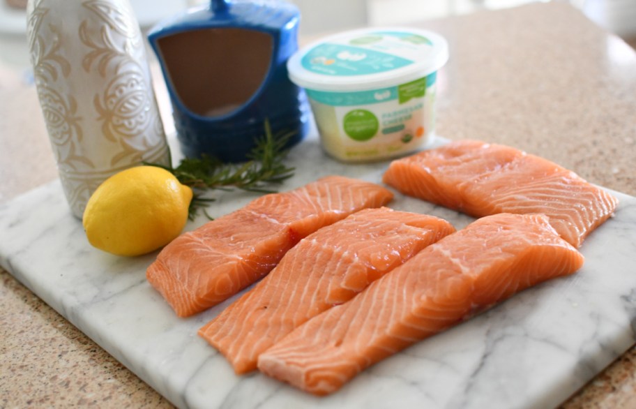 Ingredients for baked salmon in the oven