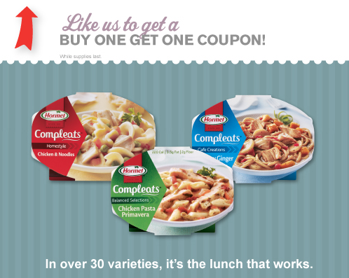 Rare Buy 1 Get 1 FREE Hormel Compleats Coupon