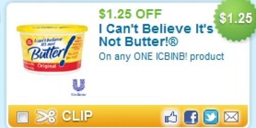 High Value $1.25/1 I Can’t Believe It’s Not Butter Coupon (Back Again!)