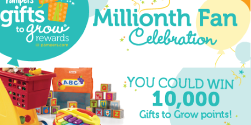 Pampers Millionth Fan Celebration Sweepstakes: Win 10,000 Gifts to Grow Points (10 Winners!)