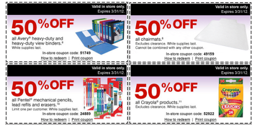 Staples: 50% Off Crayola Products & Avery Binders + $3 Off Trash Bags & More