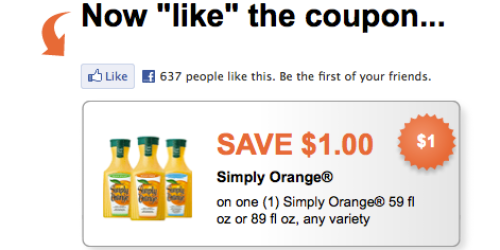 Rare $1/1 Simply Orange Juice Facebook Coupon = Only $1 at Target